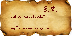 Bahis Kalliopé névjegykártya